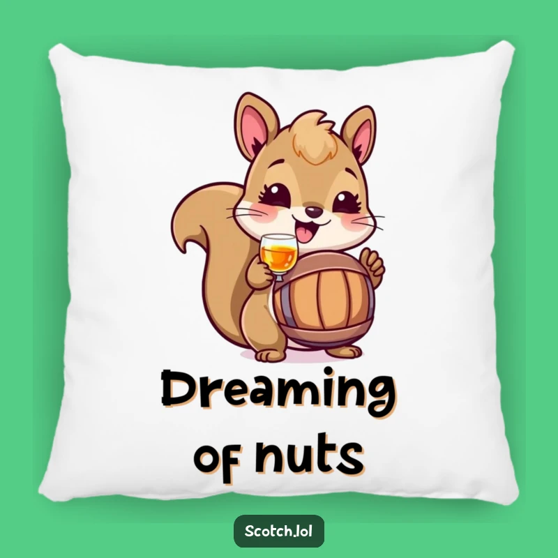 Funny Squirrel Toasting Pillow: Cozy Woodland Cushion, Perfect Humorous Gift!