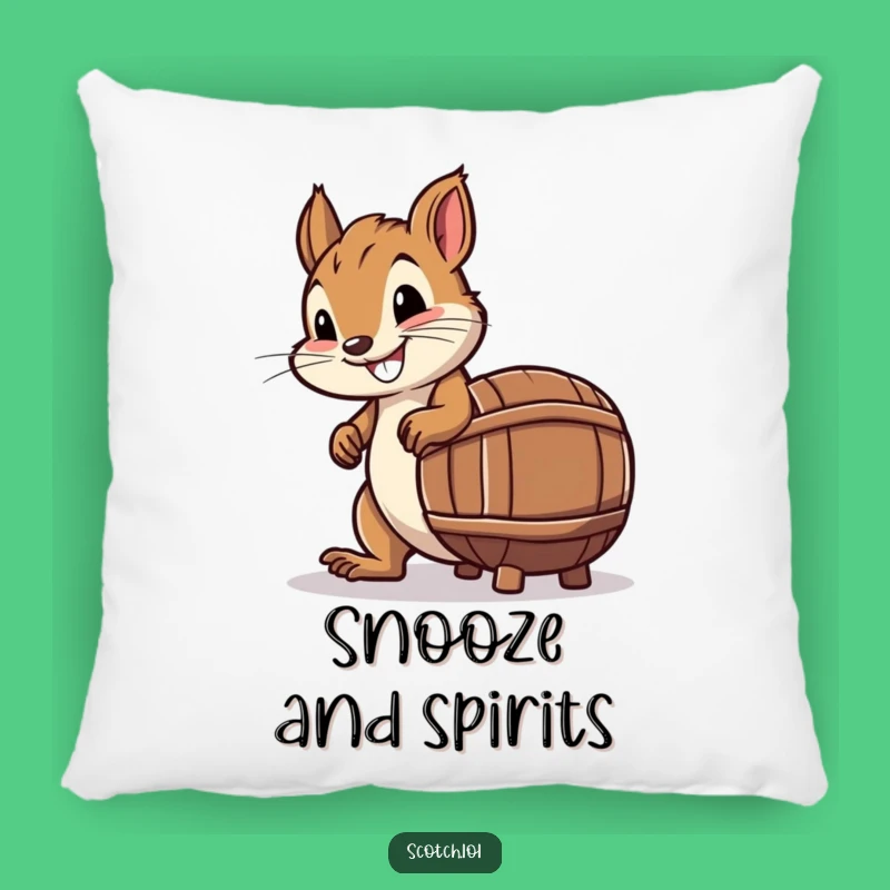 Funny Squirrel Whiskey Barrel Pillow: Comfy Humor, Perfect Accent Gift