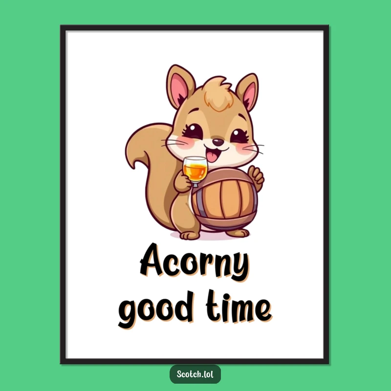 Funny Squirrel Toasting Digital Art: Instant Woodland Vibes, Perfect Humorous Gift!