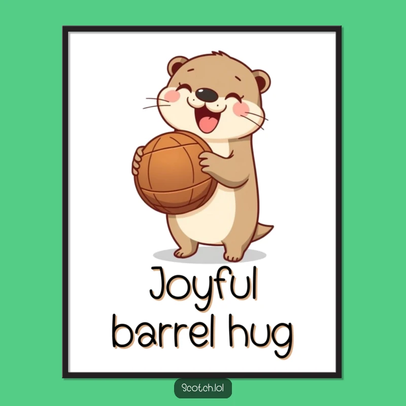 Funny Otter Barrel Digital Print - Instant River Joy Humor