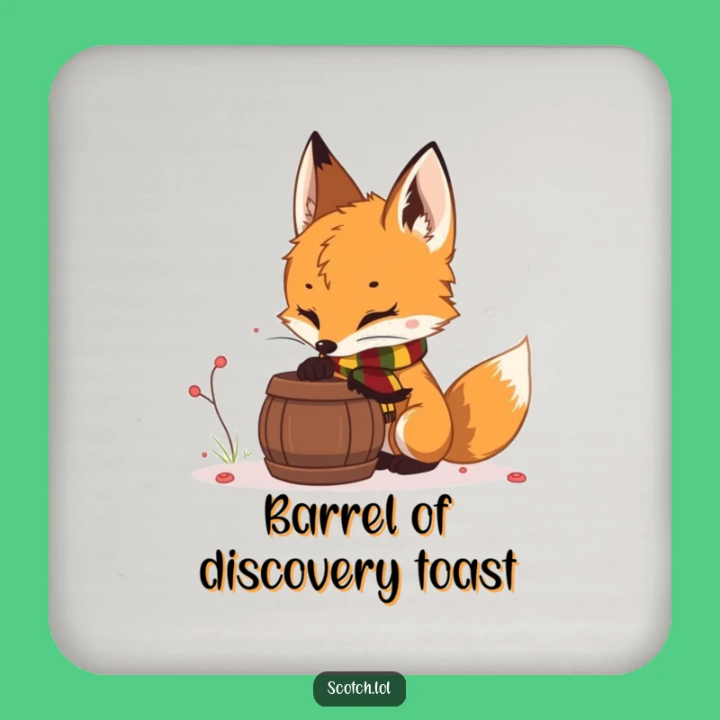 Funny Fox Cub Scarf Coasters - Woodland Charm Humor Gift Set