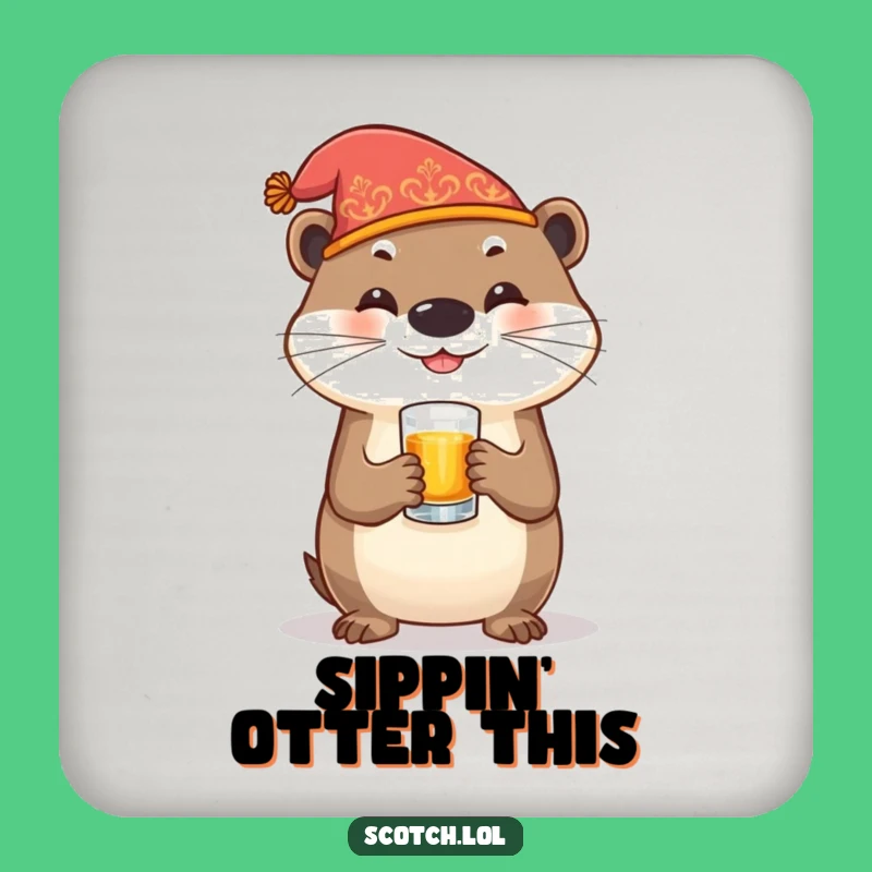 Funny Otter Whiskey Coaster Set: Festive Decor, Perfect Humorous Gift!