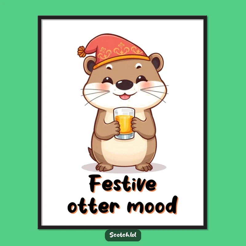 Funny Otter Whiskey Poster: Festive Art, Ideal Humorous Gift!