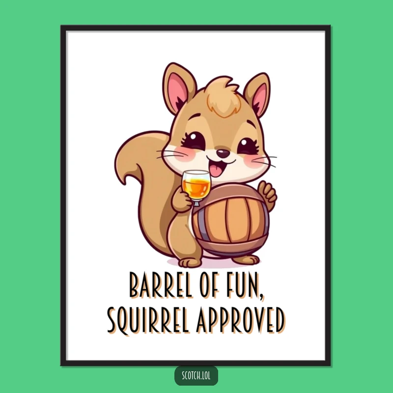 Funny Free Printable Wall Art: Squirrel Cheers - Downloadable Rustic Bar Art