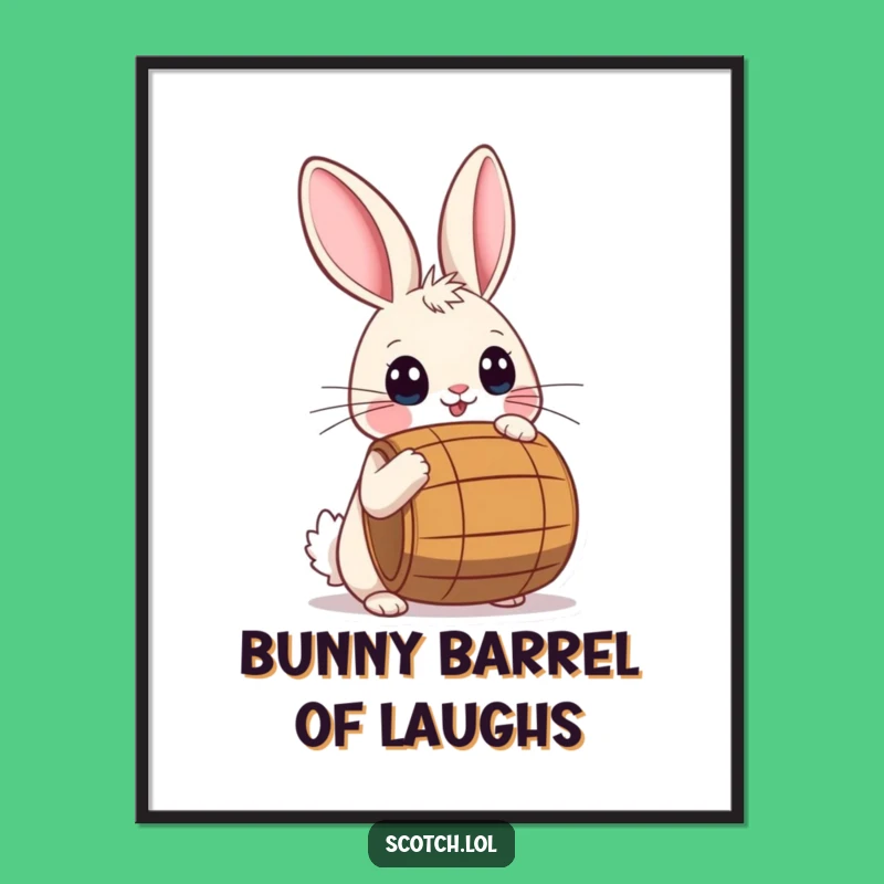 Free Printable Wall Art: Playful Rabbit Barrel Balance for Downloadable Decor