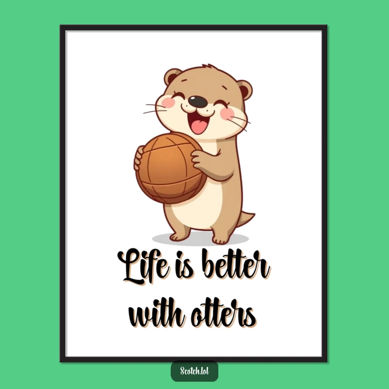 Free Printable Wall Art: Playful Otter with Barrel for Whimsical Downloadable Decor