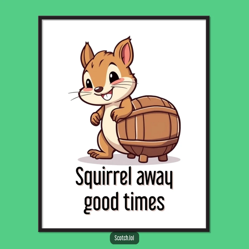 Free Printable Wall Art: Funny Squirrel Barrel Action for Your Downloadable Decor