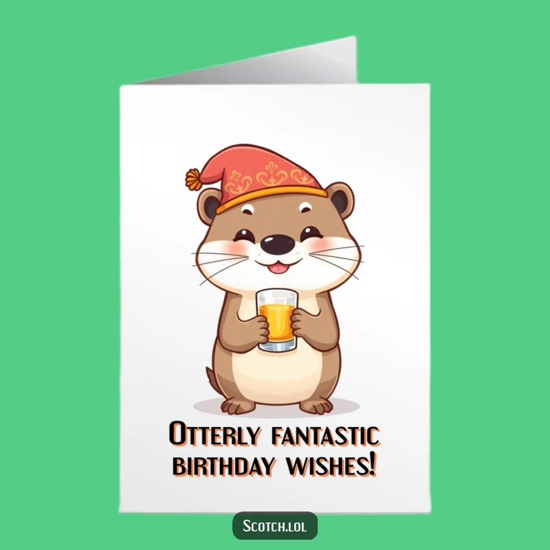 Free Printable Birthday Card - Funny Otter Cheers - Downloadable Humorous Gift