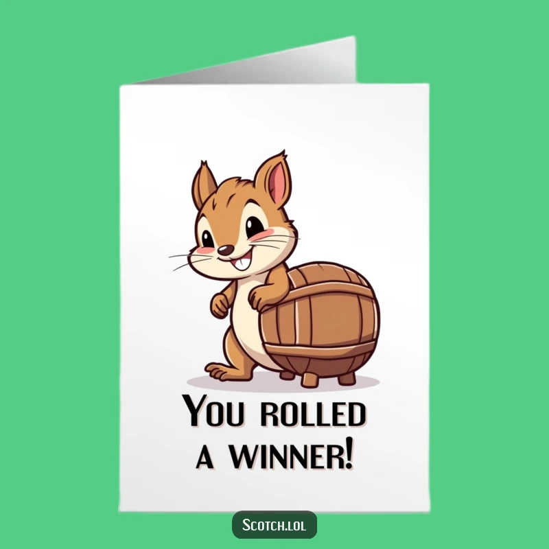 Free Printable Congrats Card: Squirrel's Spirited Roll for Downloadable Celebration