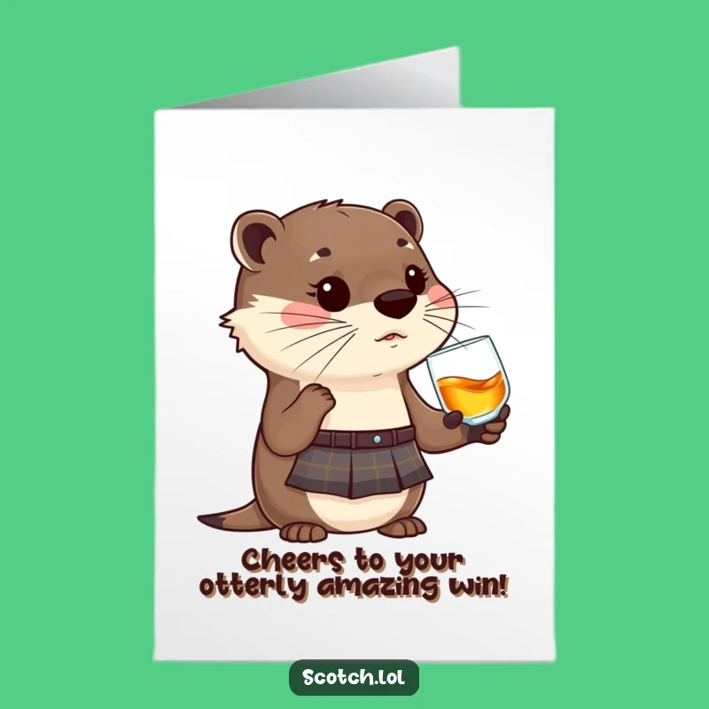 Free Printable Otter Kilt Congrats Card: Whisky Toast Downloadable Celebration Gift