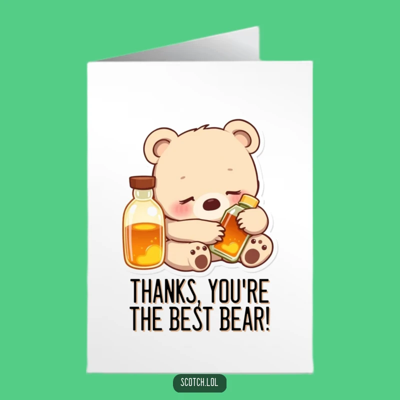 Free Printable Thank You Card - Cozy Bear Cub - Downloadable Grateful Gift