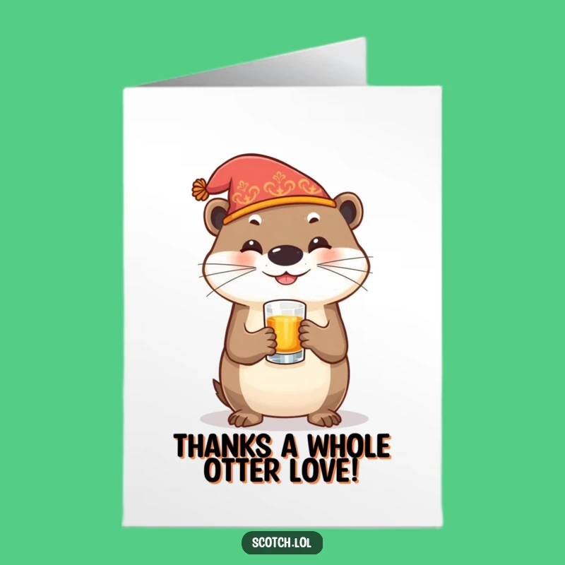 Free Printable Thank You Card - Funny Otter Cheers - Downloadable Grateful Gift