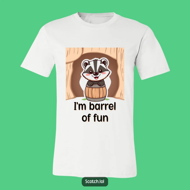 Funny Badger Barrel T-Shirt: Hilarious Grin Tee, Perfect Whimsical Gift Idea