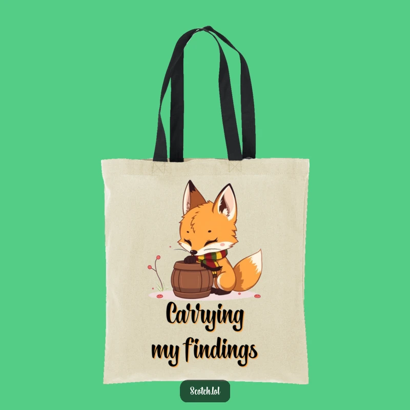 Funny Fox Cub Scarf Tote Bag - Forest Adventure Humor Gift