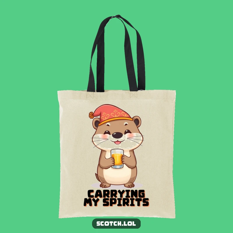 Funny Otter Whiskey Tote Bag: Festive Accessory, Perfect Humorous Gift!